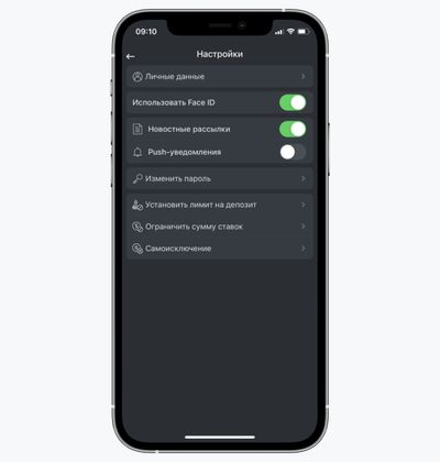 Скриншот настроек приложения «Леон» на iOS
